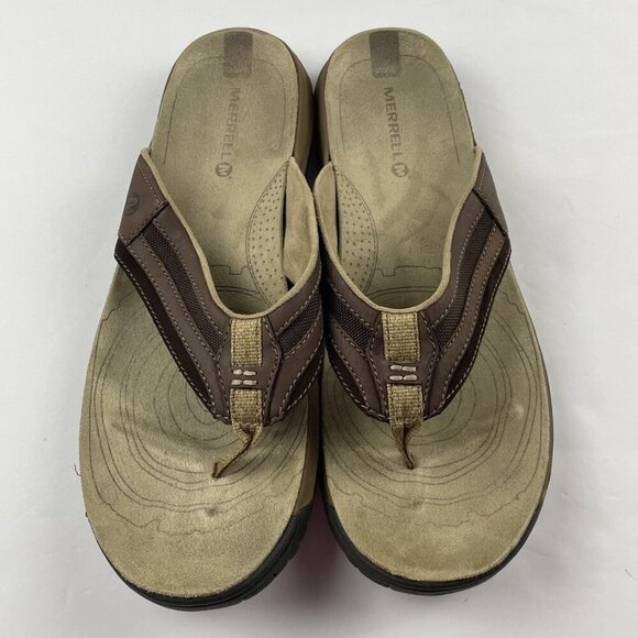 Merrell Traveler Tilt Espresso Leather Flip-flops Sandals Men’s 12 - Picture 9 of 9